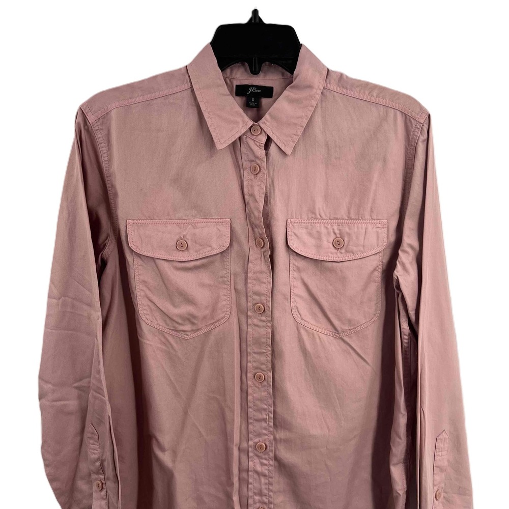 J.Crew Dusty Pink Long Sleeve‎ Button Up Collared Front Pockets Womens Small
